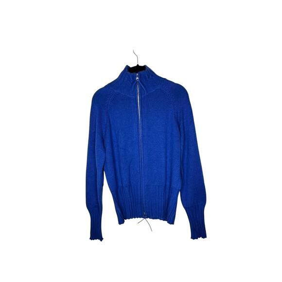 NWT Boston Proper Womens Silk Cashmere Blend Zip Front Sweater XS Mock Neck Blue - Picture 1 of 10